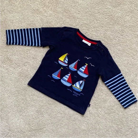 Navy Sailboat Kids Shirt - Picture 2 of 11